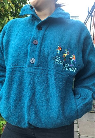 VINTAGE 90'S OVERHEAD FELT/FLEECE JACKET - M