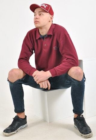 VINTAGE POLO SWEATSHIRT IN MAROON