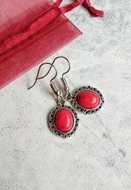 Antique-Style Red Stone Earrings