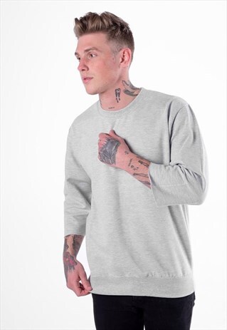 DROP SHOULDER 3/4 SLEEVE JUMPER T-SHIRT - HEATHER GREY