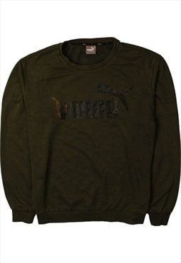 Vintage 90's Puma Sweatshirt Long Sleeves Crew Neck Khaki