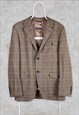 Vintage Holland Esquire Check Blazer Wool Linen UK42