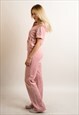 SHORT SLEEVES VELOUR TRACKSUITS WITH HOODIE IN PINK 