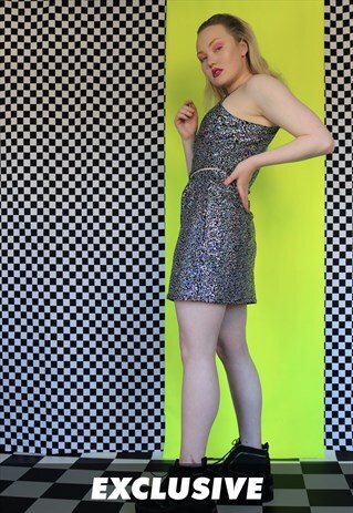 EXCLUSIVE SEQUIN SKIRT CO-ORD IN SILVER