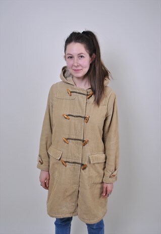 90S CORDUROY COAT, VINTAGE BEIGE UNISEX SPRING JACKET
