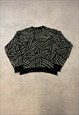 VINTAGE KNITTED JUMPER ABSTRACT PATTERNED KNIT SWEATER