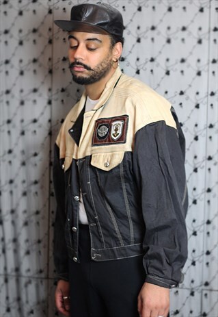 RARE VINTAGE ANOTHER WORLD WESTERN 80S DENIM PATCH JACKET