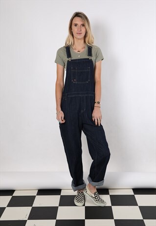VINTAGE DICKIES DARK BLUE DENIM DUNGAREES