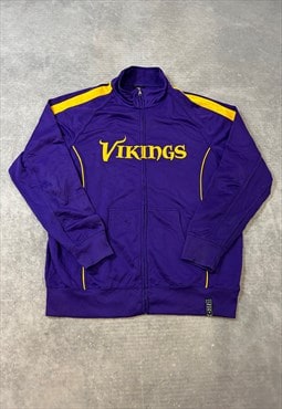 NFL Track Jacket Embroidered Vikings Logo Zip Up Jacket