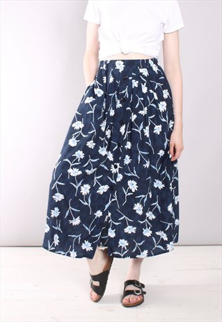 VINTAGE 90S FLORAL PATTERNED BUTTON MIDI SKIRT