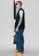 90S VINTAGE ART TEACHER FLORAL WOOL GILET IN FOREST GREEN