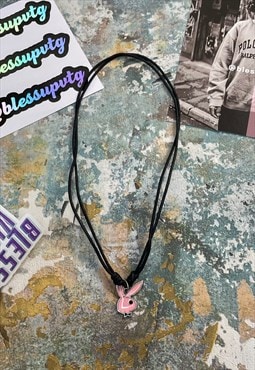 90s Style Baby Pink Playboy Pendant Choker 