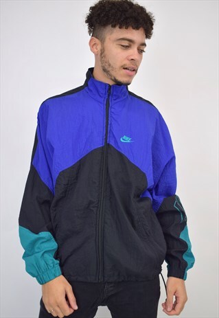 VINTAGE 90S NIKE BLACK BLUE TEAL JACKET