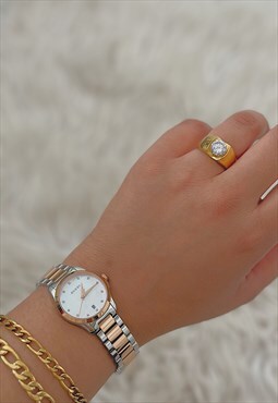 Gold Chunky Crystal CZ Dome Ring