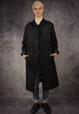 90s super long coat in casual style, with hidden buttons 