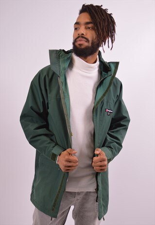 BERGHAUS MENS VINTAGE WATERPROOF JACKET MEDIUM GREEN 90S