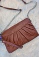 BROWN FAUX LEATHER CLUTCH BAG