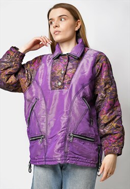 90s vintage ski jacket in purple retro 80s windbreaker 