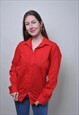 Vintage women blouse, 90s red button up shirt for work 