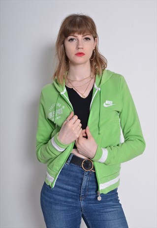 VINTAGE NIKE SLIM FIT FITTED ZIP UP HOODIE GREEN