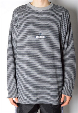VINTAGE 90S GREY NAVY BLUE GRUNGE LONG SLEEVE SHIRT