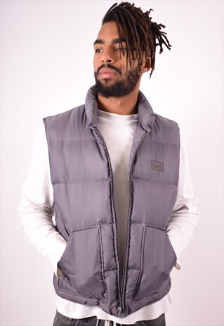 LEE MENS VINTAGE PADDED GILET MEDIUM GREY 90S