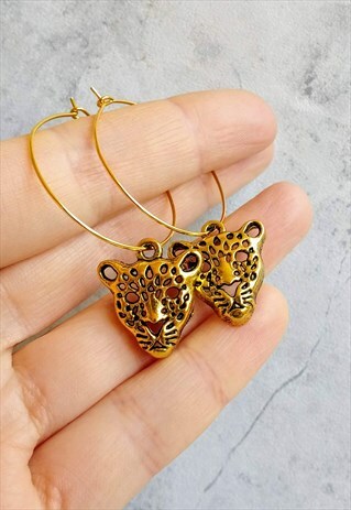 ANTIQUE-STYLE LEOPARD HOOP EARRINGS