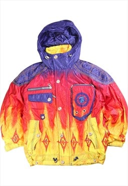 Vintage 90's Asics Puffer Jacket Rare Asics Skiwear Flame