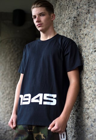 DEMOS BLACK 1945 COTTON T-SHIRT TEE