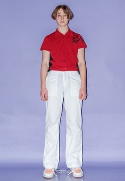 Vintage Y2K light summer trousers in white