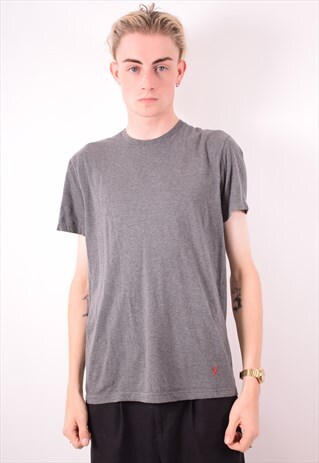POLO RALPH LAUREN MENS VINTAGE T-SHIRT TOP MEDIUM GREY 90S