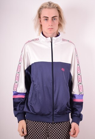 ASICS MENS VINTAGE TRACKSUIT TOP JACKET LARGE MULTI 90S
