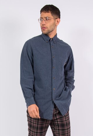 WOOLRICH BLUE PLAIN FLANNEL SHIRT