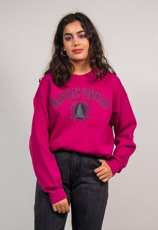 VINTAGE 90'S PINK MARTHA'S VINEYARD USA SWEATSHIRT JUMPER