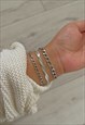THICK AND DAINTY SILVER FIGARO CHAIN BRACELET SET