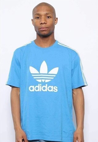 VINTAGE ADIDAS BIG LOGO T-SHIRT BLUE