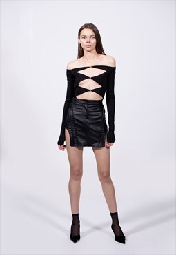 Hailey black cut-out bodysuit