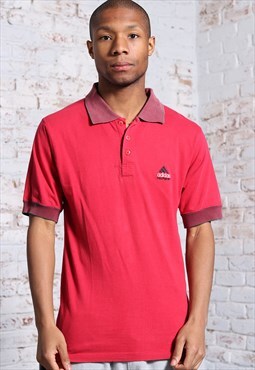Vintage Adidas Equipment Embroidered Logo Polo Shirt Red