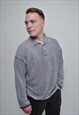 90'S MINIMALIST PULLOVER SHIRT VINTAGE MEN SWEATER GREY