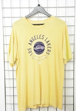 Vintage 90s Adidas Lakers T-shirt Yellow Size L