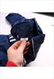 VINTAGE 90'S ADIDAS PUFFER JACKET FOOTBALL FULL ZIP UP NAVY