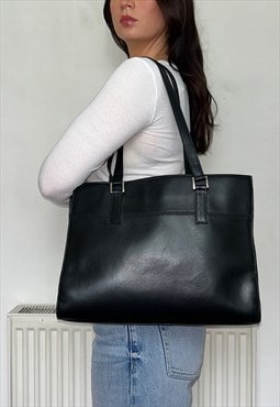 Black Leather Vintage Messenger Shoulder Bag