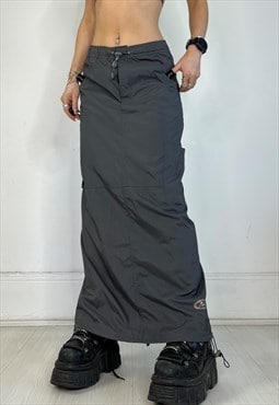 Vintage Y2k Maxi Skirt Cargo Utility Toggle Gorpcore Cyber