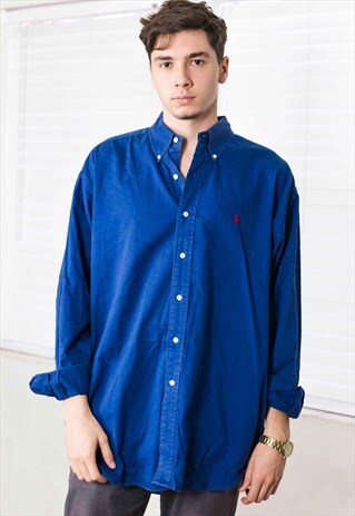 VINTAGE RALPH LAUREN SHIRT LOGO 90S XL 14.2