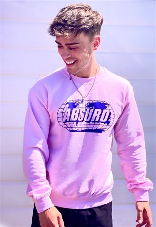 ORGANIC SWEATSHIRT IN PALE PINK WITH FRONT PRINT-UNISEX