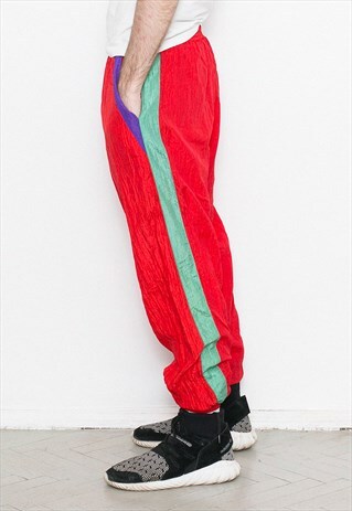 VINTAGE RED SHELL TRACK BOTTOMS