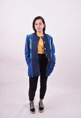 VINTAGE 80'S CRAZY STRIPE COTTON OVERSIZED JACKET LARGE