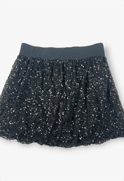 Vintage sequin mini skirt black 2xs BV16679