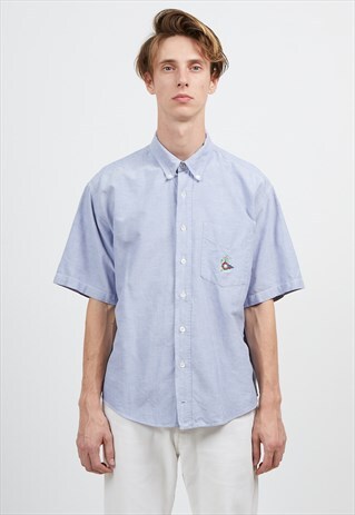 VINTAGE BLUE HUGO BOSS SHORT SLEEVE SHIRT