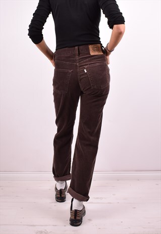 LEVI'S 551 WOMENS VINTAGE CORDUROY TROUSERS W28 L32 BROWN 90
